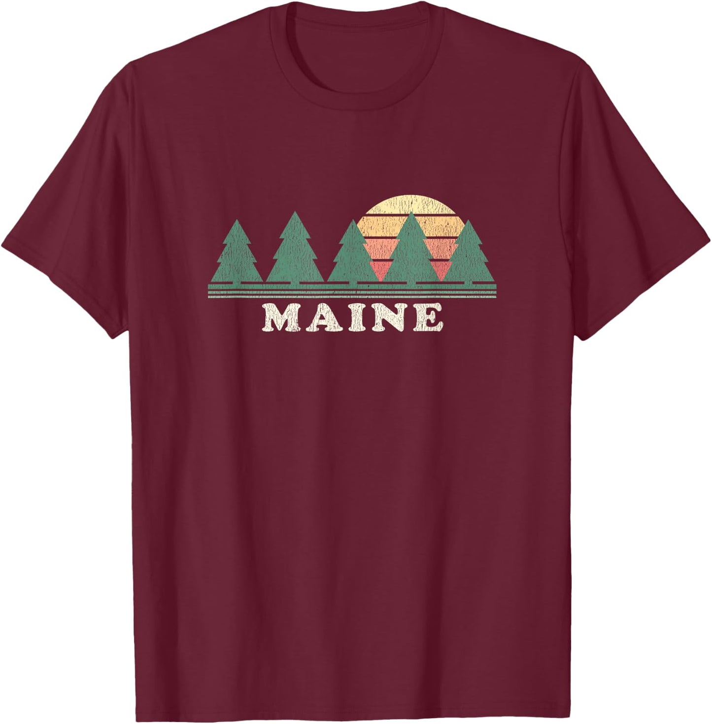 Maine ME Vintage Retro 70s Design T-Shirt - T-Shirt | Maroon