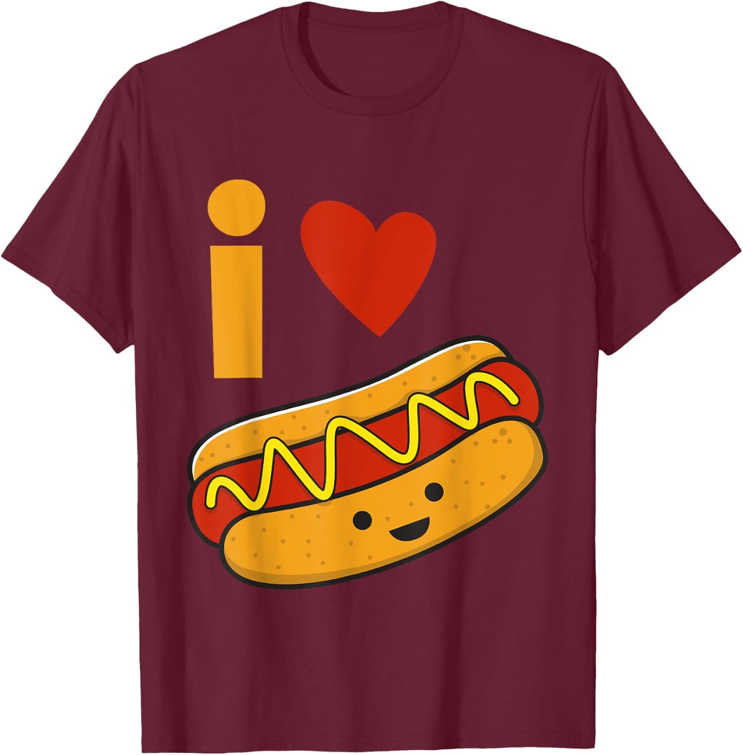 I Love Hot Dog Shirt Women Girls Kids T-Shirt - T-Shirt | Maroon
