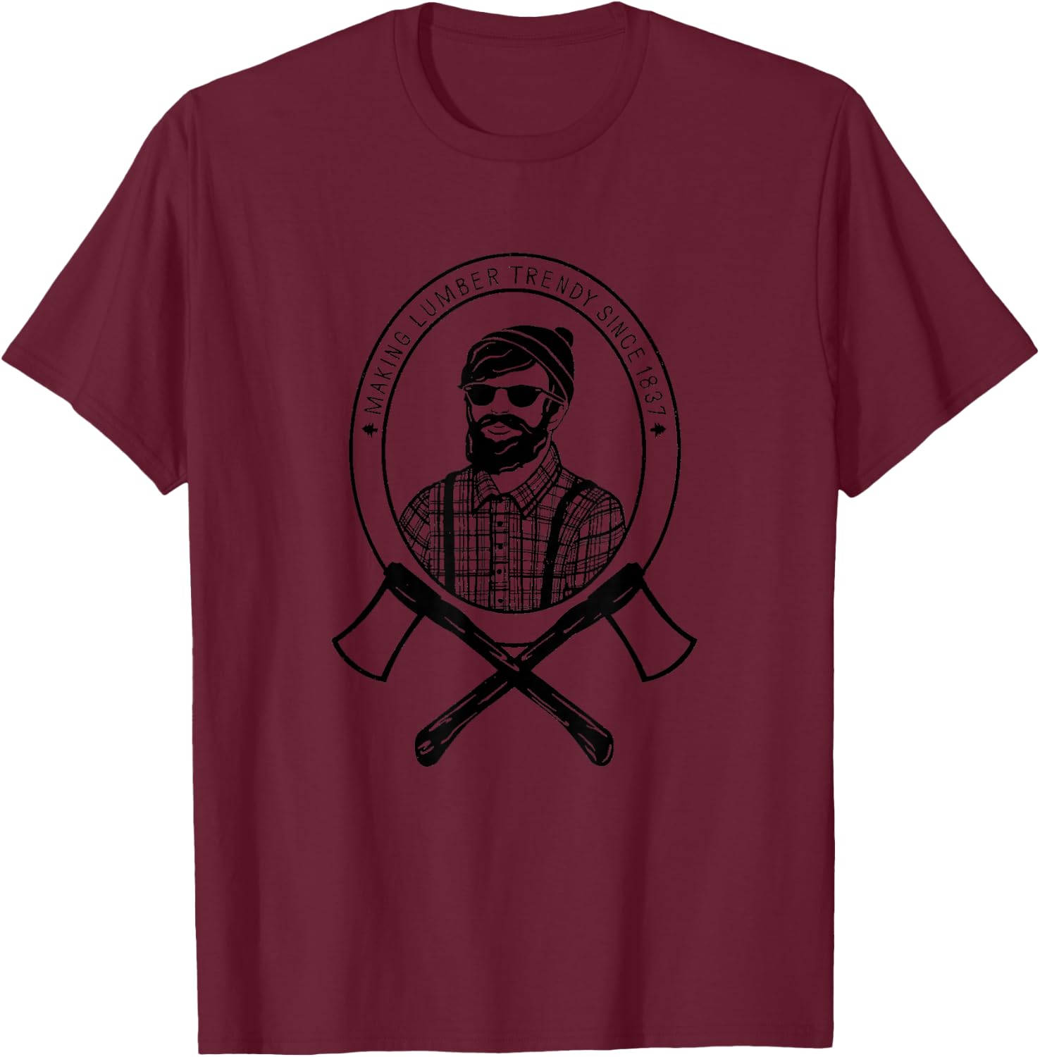 Paul Bunyan Lumberjack Hipster Bearded Country Man Shirt T-Shirt - T-Shirt | Maroon