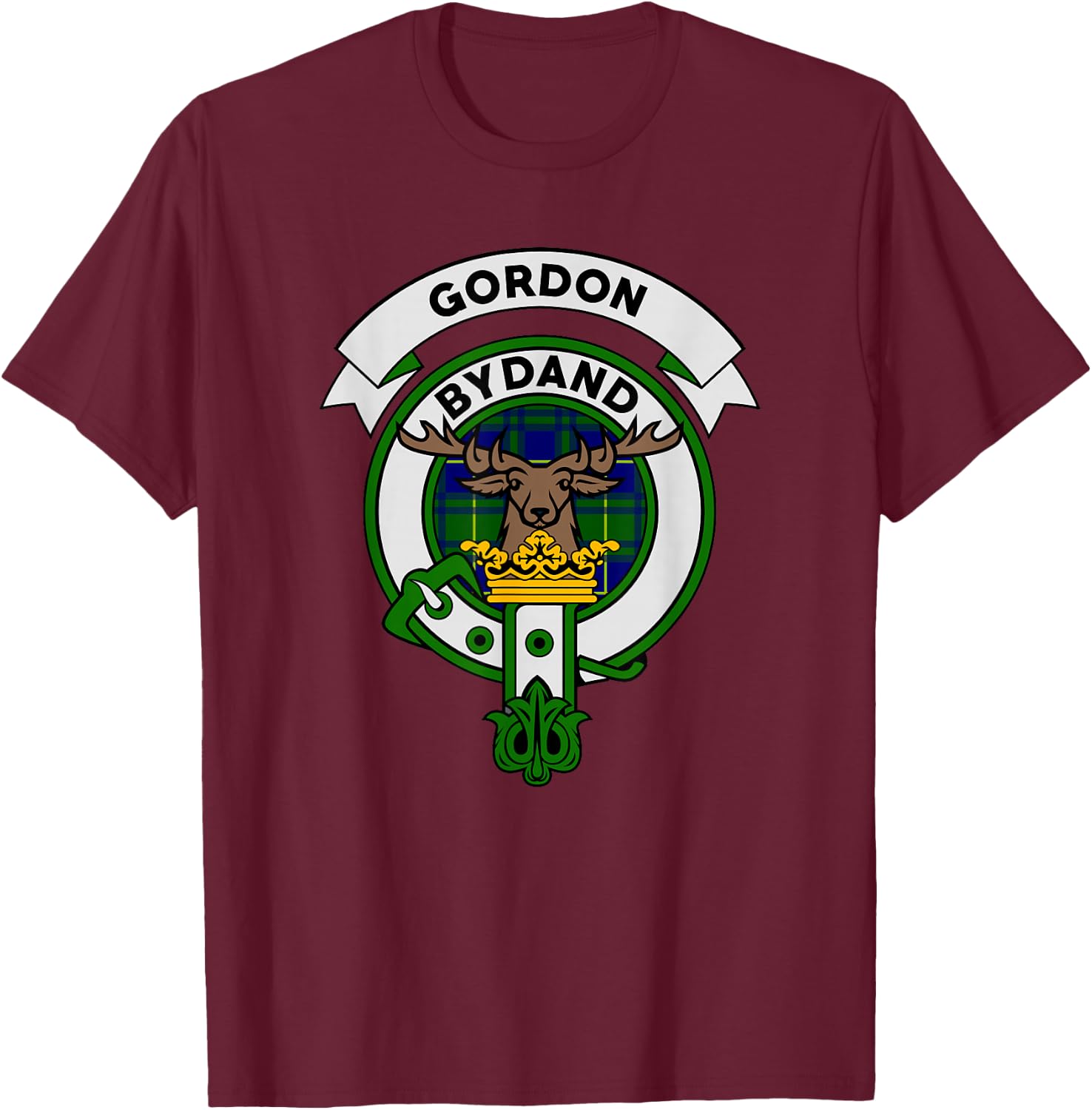 Gordon Clan Badge Shirt - Scottish Tartan Gifts T-Shirt - T-Shirt | Maroon