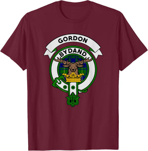 Gordon Clan Badge Shirt - Scottish Tartan Gifts T-Shirt - T-Shirt | Maroon