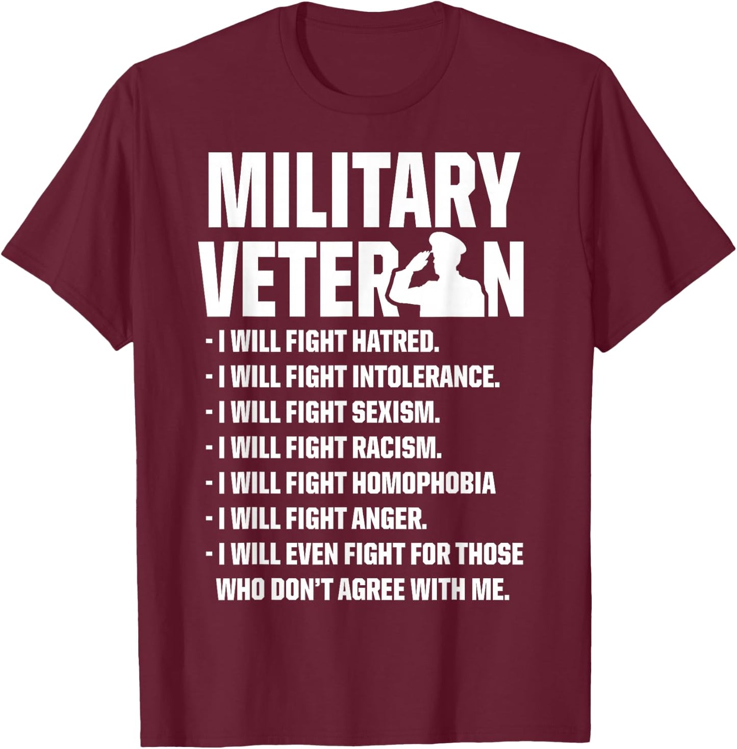 Military Veterans Against Trump 2020 Fight USA Election T-Shirt - T-Shirt | Maroon