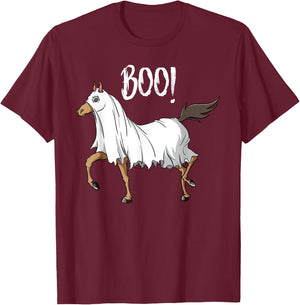Horse Ghost Costume Funny Equestrian Horse Lover Halloween T-Shirt - T-Shirt | Maroon