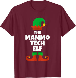 I'm The Mammo Tech Elf Family Pajama Christmas Mammography T-Shirt - T-Shirt | Maroon