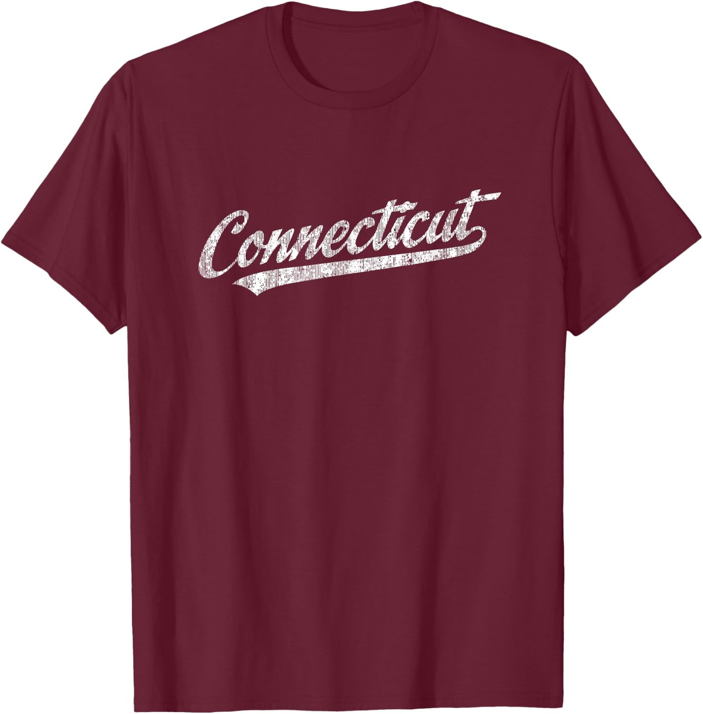 Connecticut CT Vintage Sports Script Retro T-Shirt - T-Shirt | Maroon