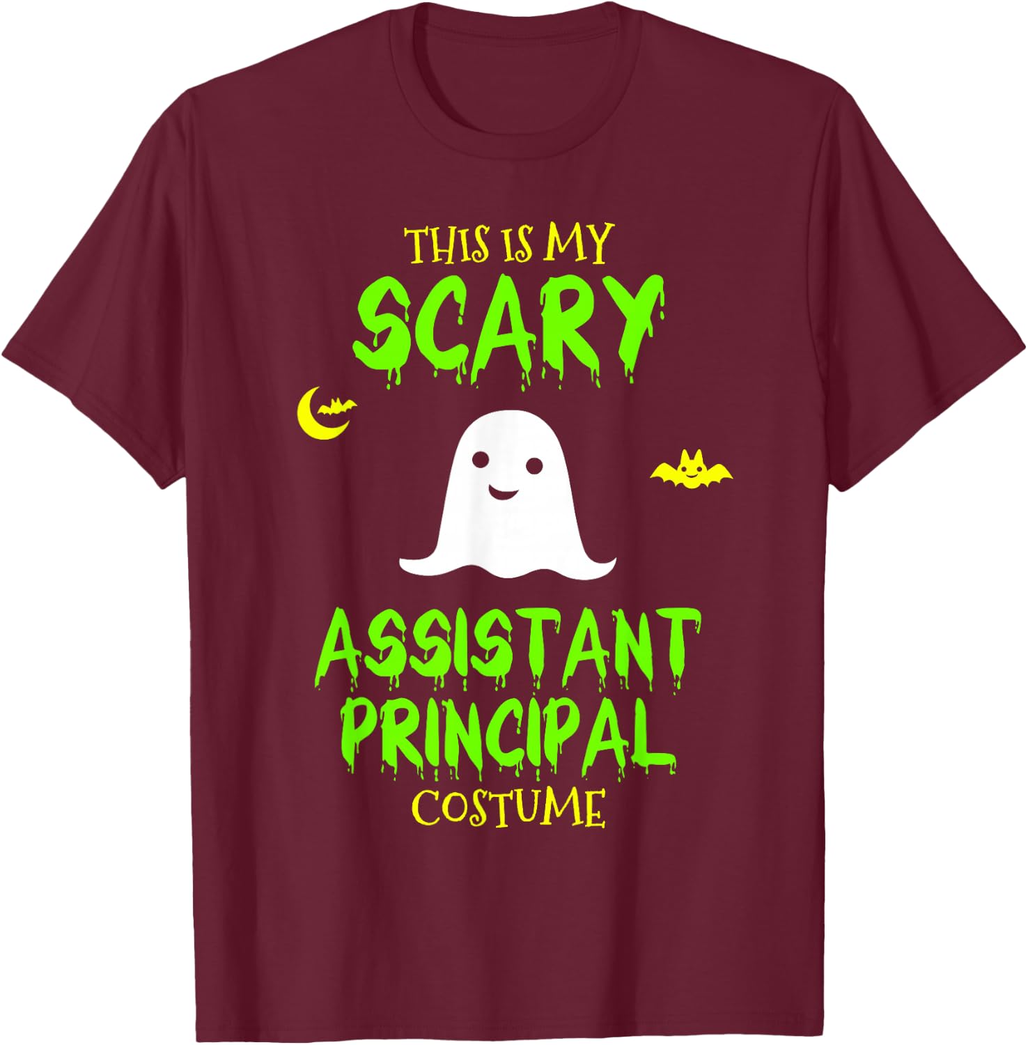 Scary Assistant Principal Costume Halloween Lazy Easy T-Shirt - T-Shirt | Maroon
