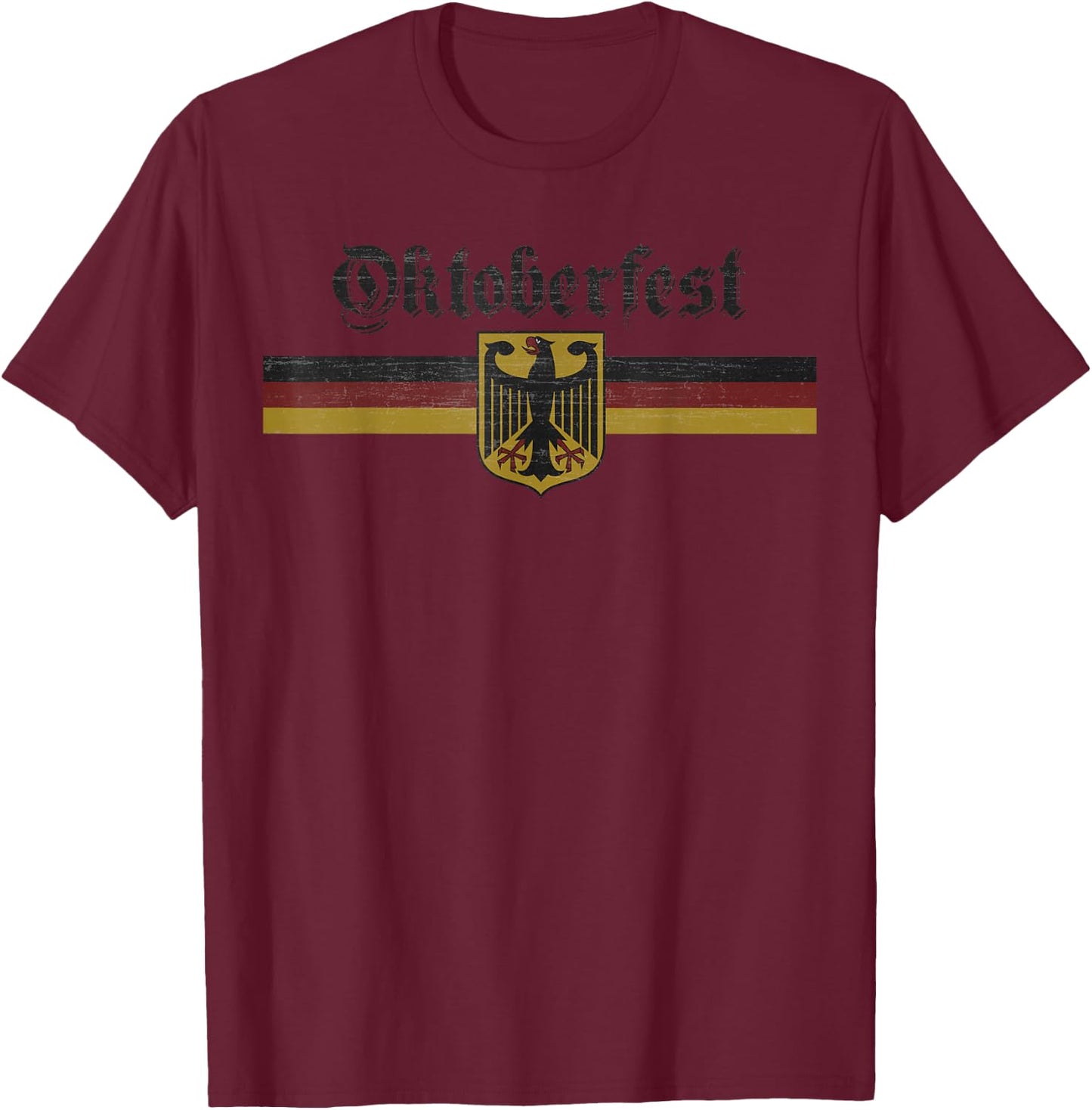 Oktoberfest Deutschland German Flag Coat of Arm Banner Crest T-Shirt - T-Shirt | Maroon