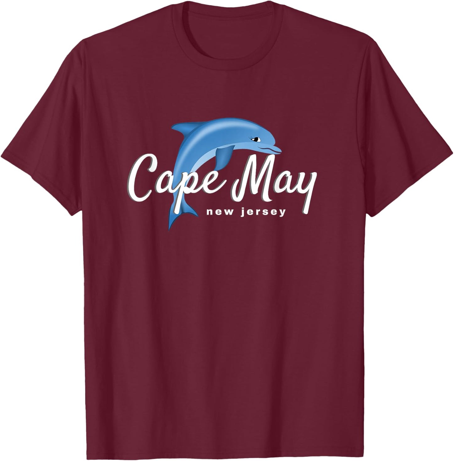 Cape May NJ , Cape May Dolphin Beach Shirt T-Shirt - T-Shirt | Maroon