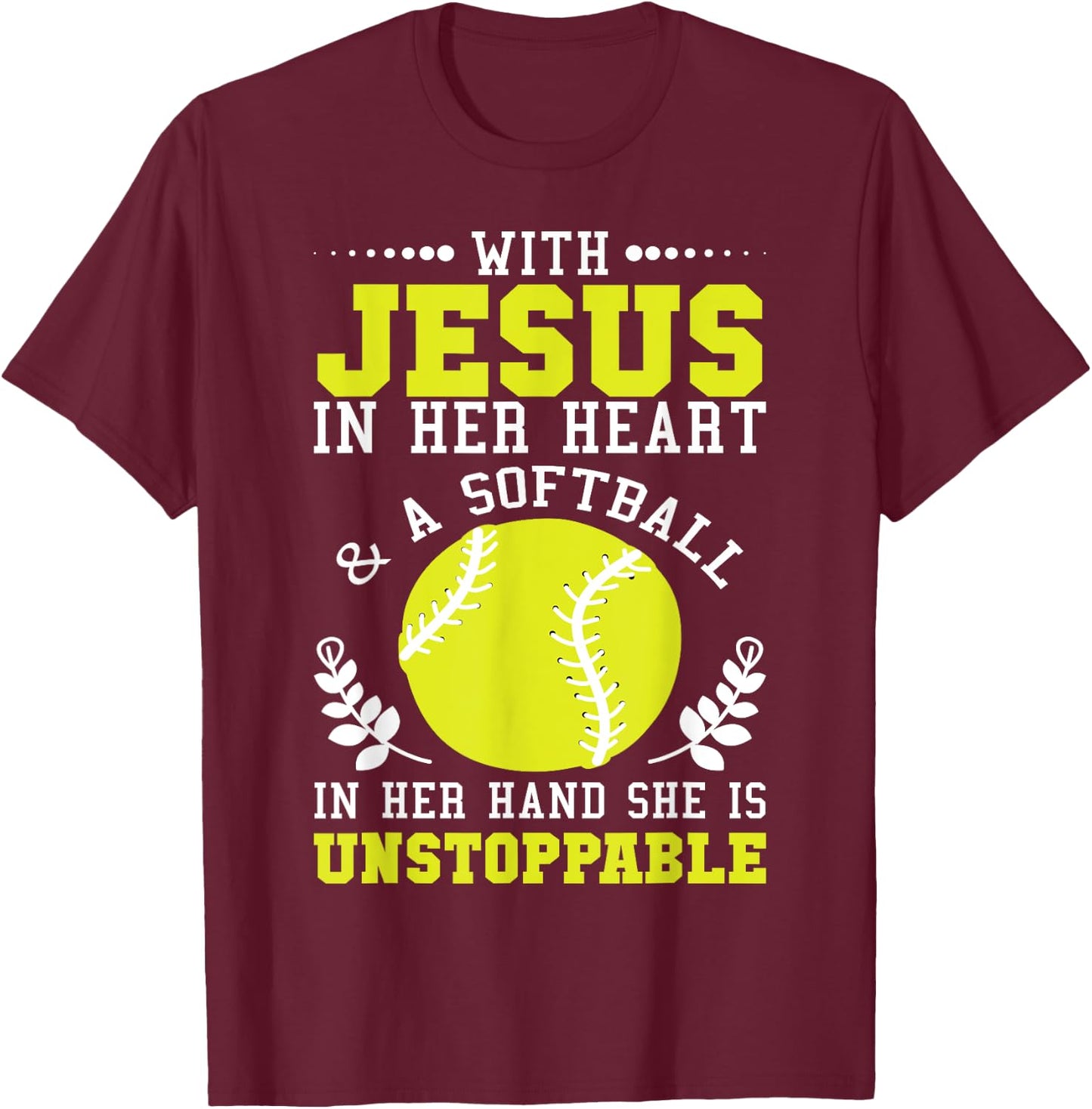 Christian Softball Religious Baseball Gift T-Shirt - T-Shirt | Maroon