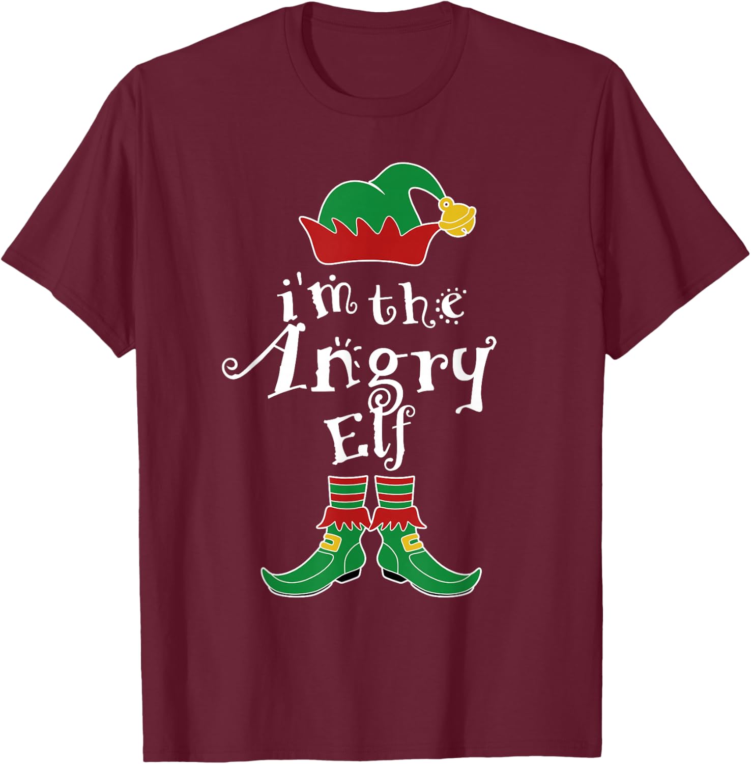 I'm The Angry Elf Family Matching Funny T-Shirt - T-Shirt | Maroon
