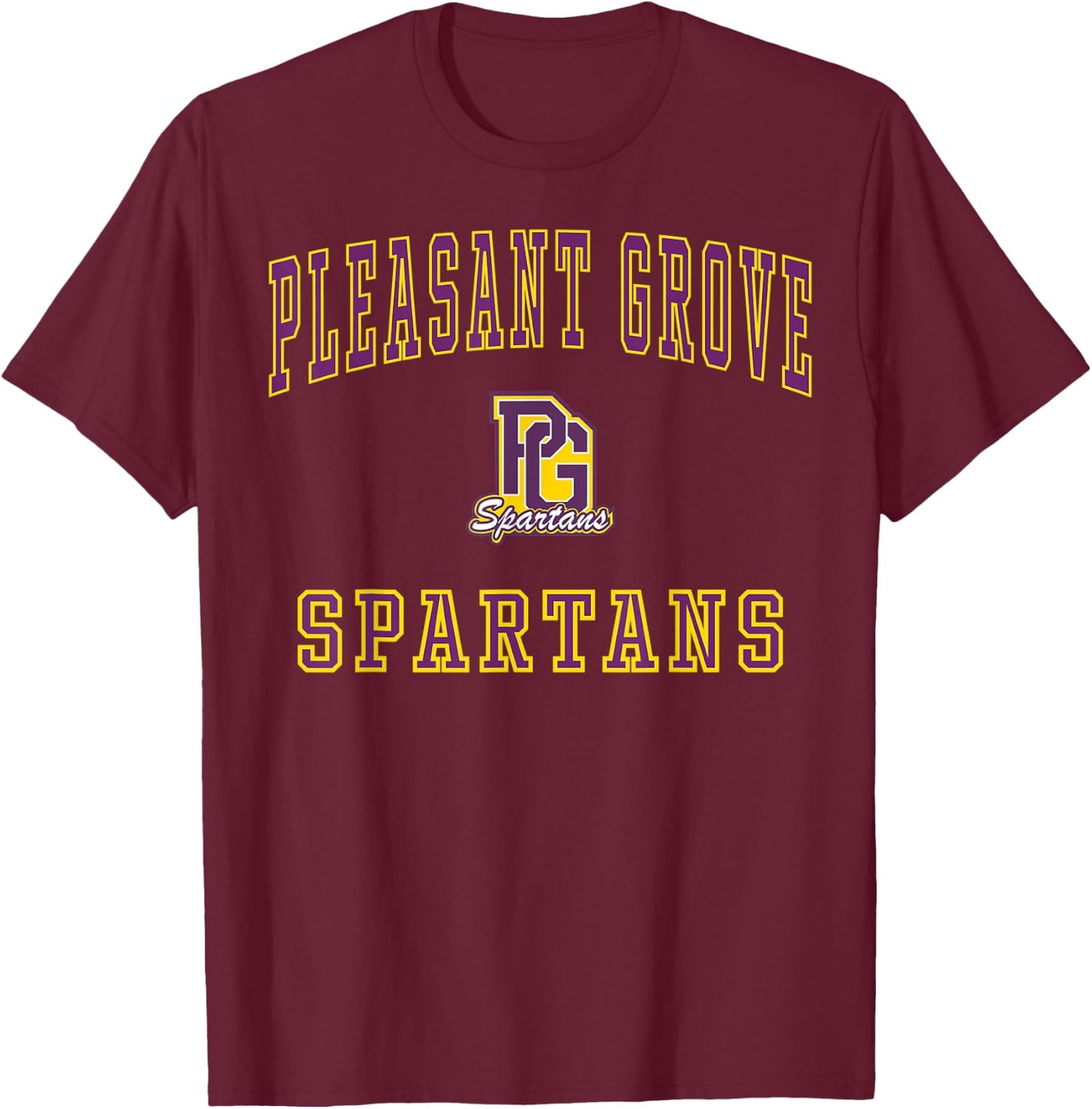 Pleasant Grove High School Spartans C1 T-Shirt - T-Shirt | Maroon