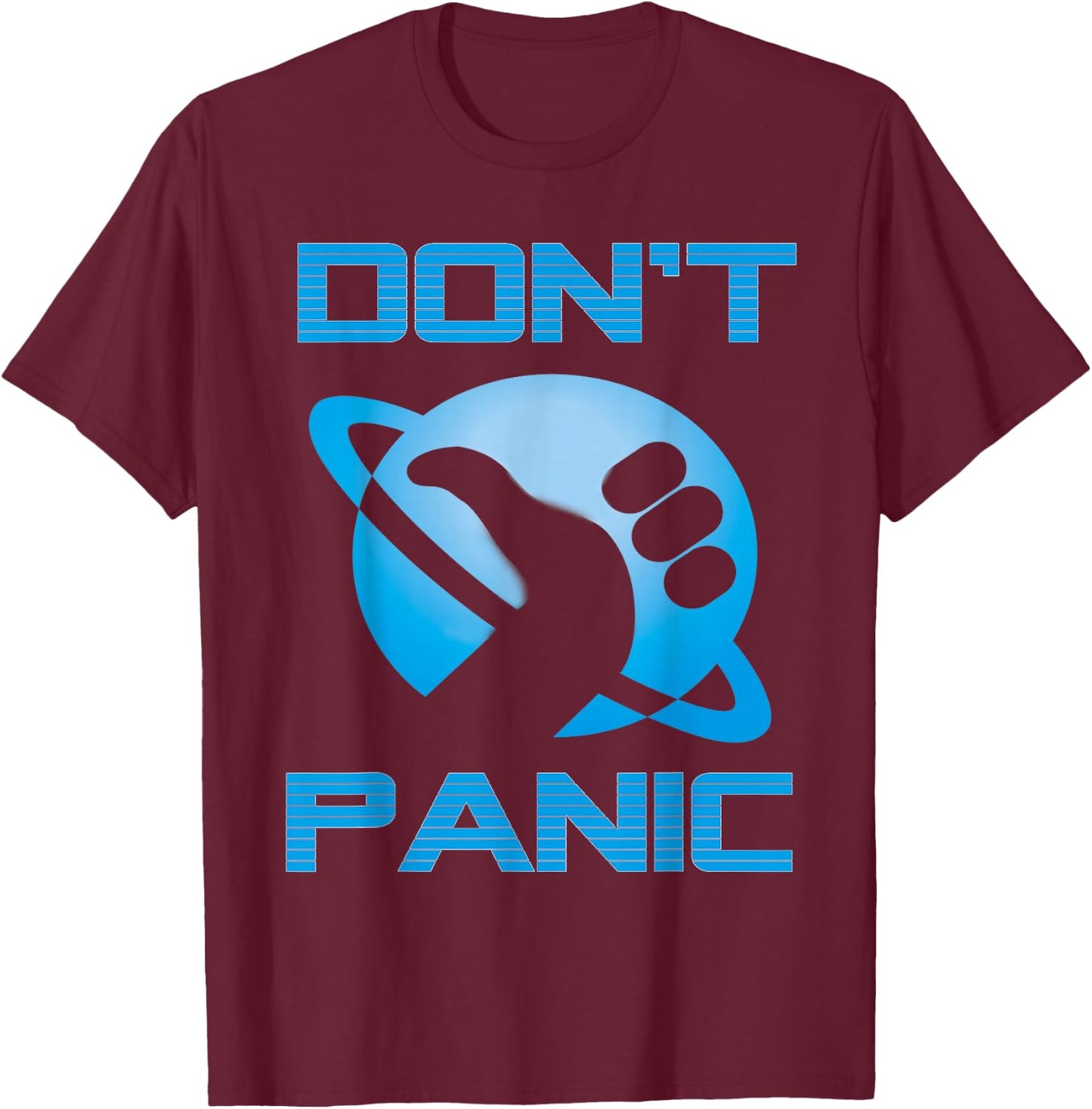 Hitchiker's Guide to The Galaxy Dont Panic T-Shirt - T-Shirt | Maroon