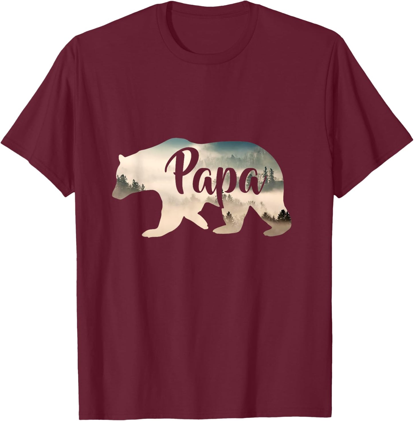 Men's Papa Bear & Forest Awesome Camping T-Shirt - T-Shirt | Maroon