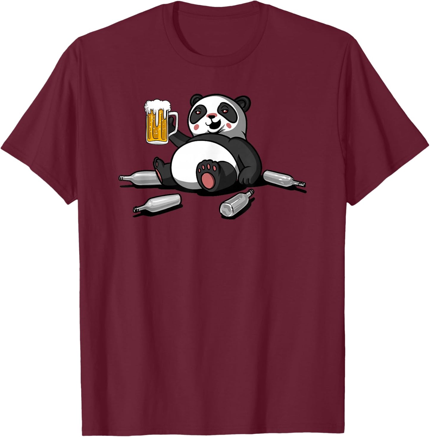 Panda Bear Beer Drinking Party Celebration Funny Beer Lover T-Shirt - T-Shirt | Maroon