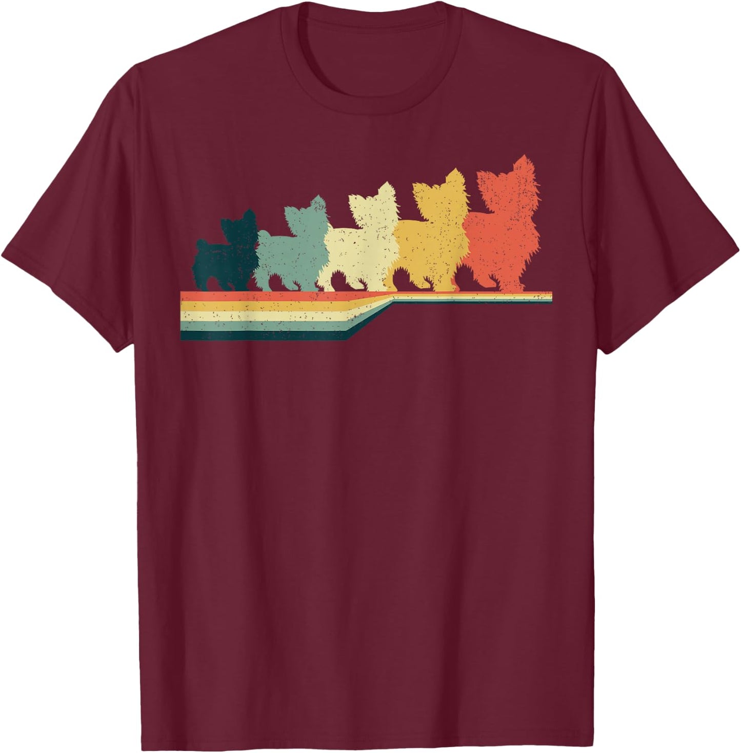 Yorkie Poo Dog Cute Pet Art Vintage Retro T-Shirt - T-Shirt | Maroon