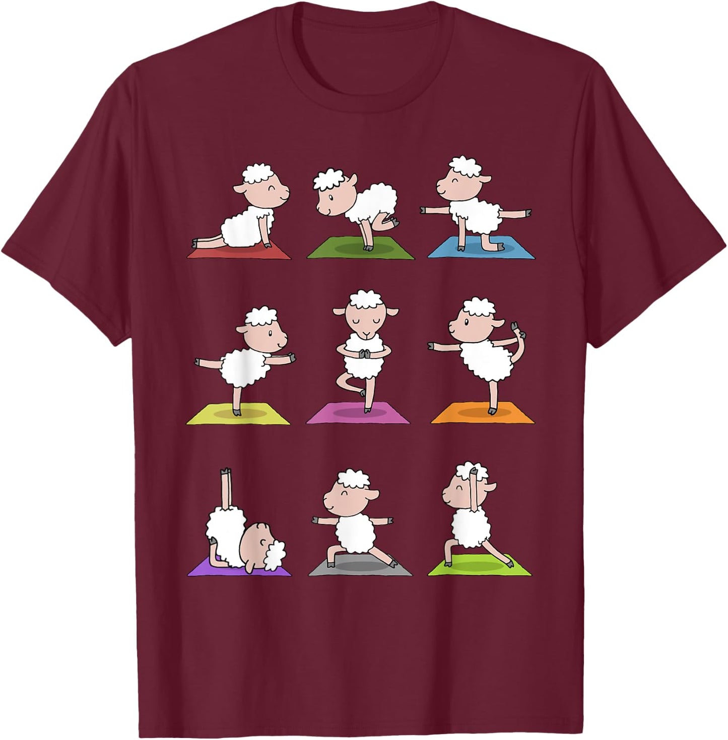 Sheep Yoga Funny Cute Sheeps In Yoga Poses T-Shirt - T-Shirt | Maroon
