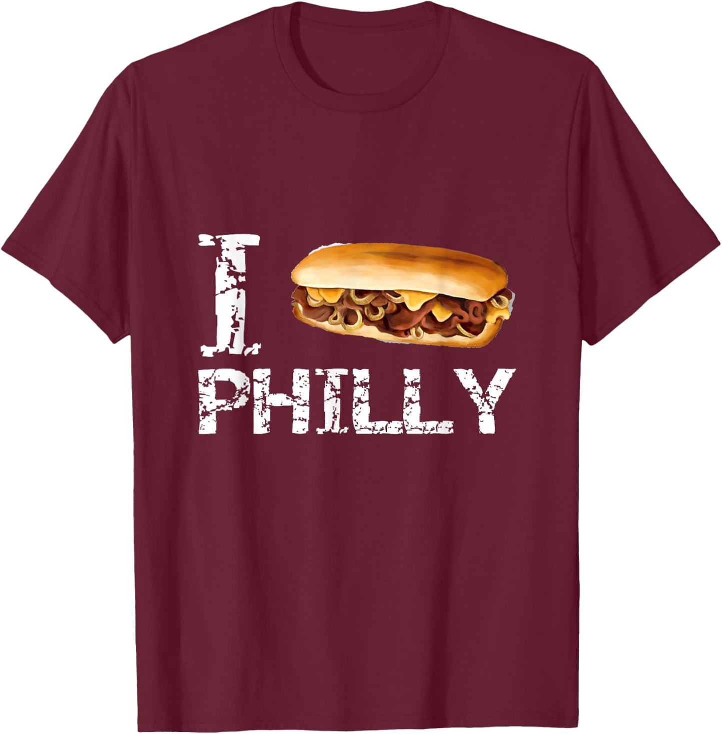 Official I Love Philly Cheesesteak Shirt T-Shirt - T-Shirt | Maroon