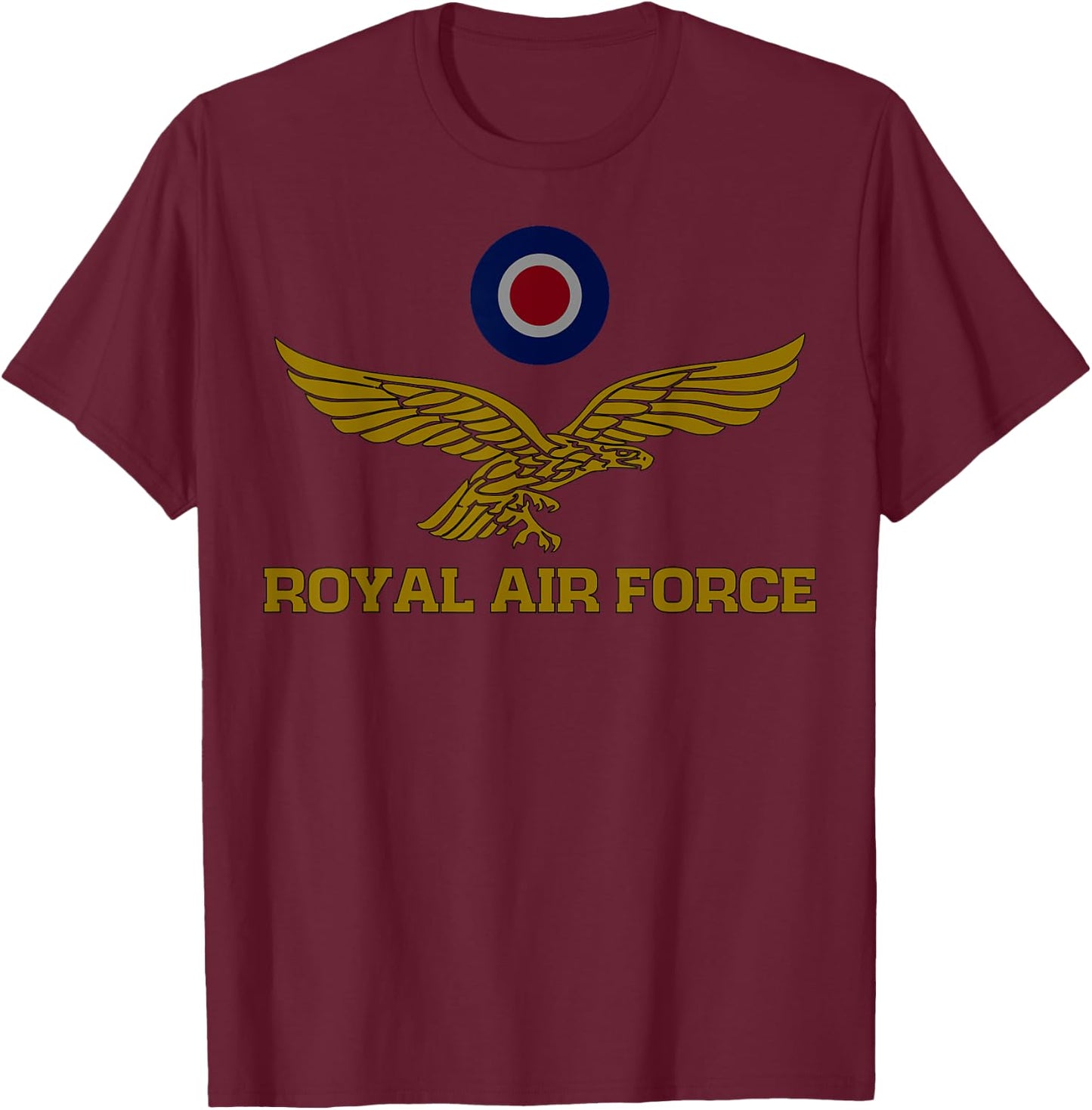 RAF Folks Ltd Women's RAF Roundel & Eagle Subdued - Grey, Small T-Shirt - T-Shirt | Maroon