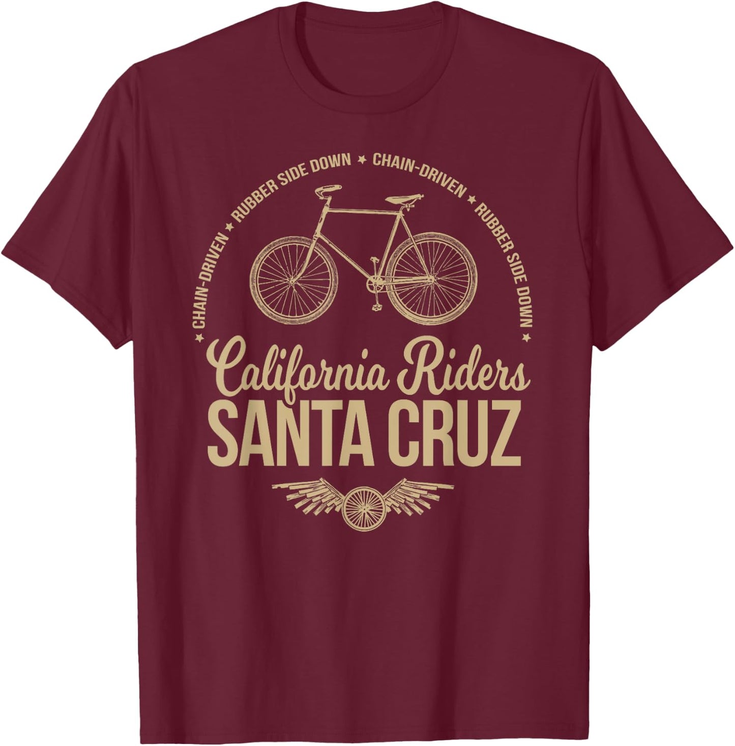 California Riders - Santa Cruz Bicycle Cycling T-Shirt - T-Shirt | Maroon
