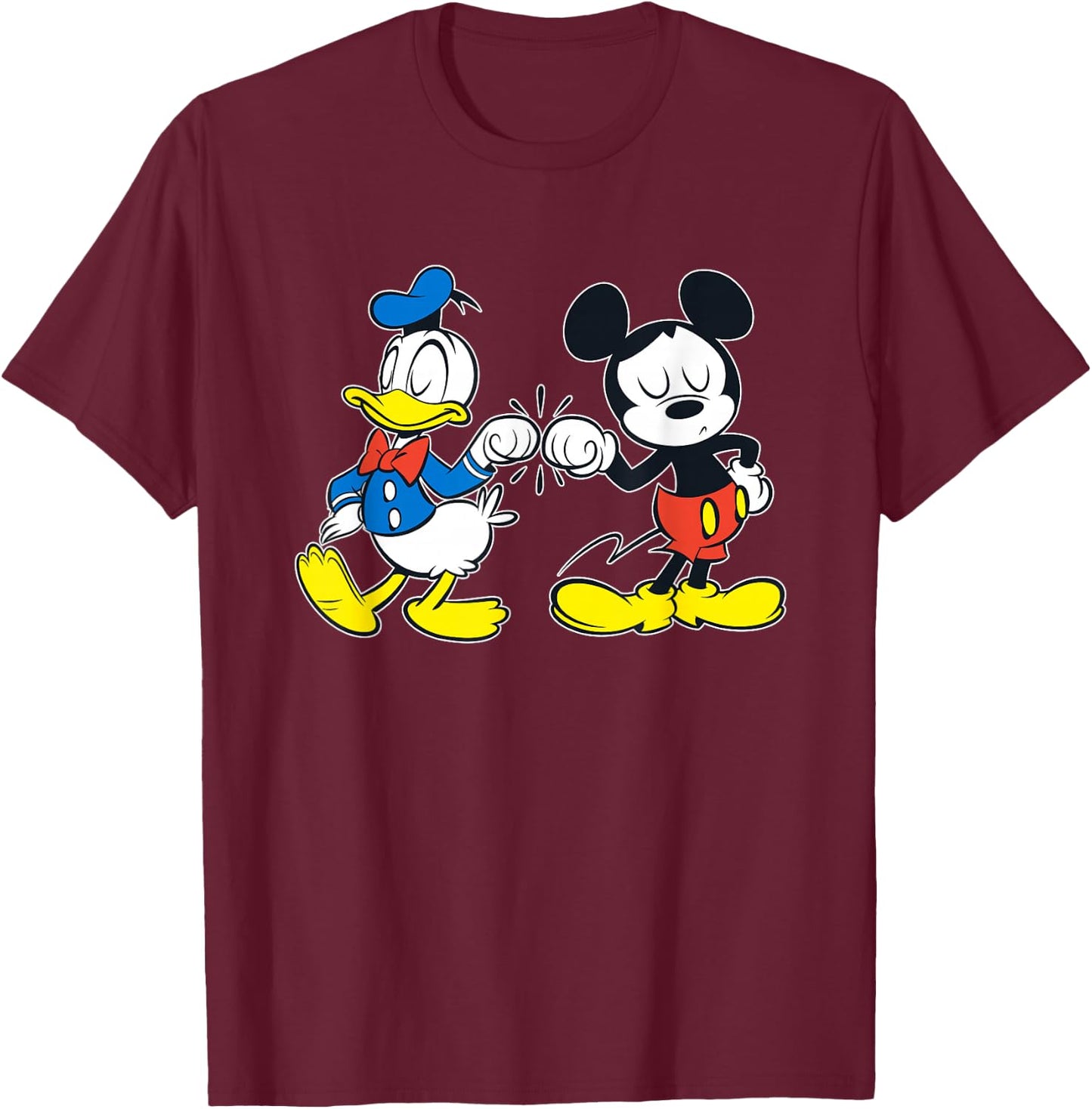 Disney Mickey Mouse and Donald Duck Best Friends Outline Small T-Shirt - T-Shirt | Maroon