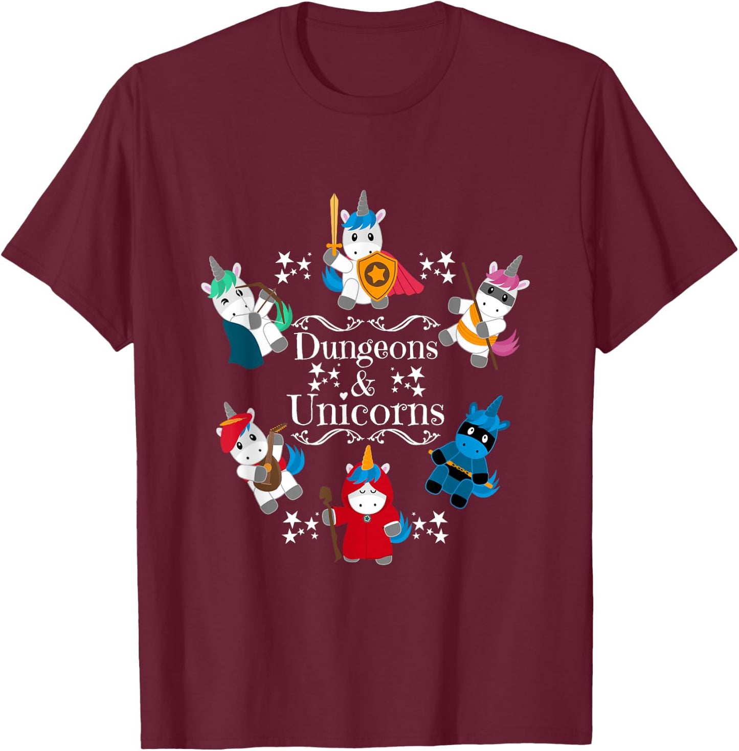 Dungeon And Unicorn Funny Gaming Computer T-Shirt - T-Shirt | Maroon