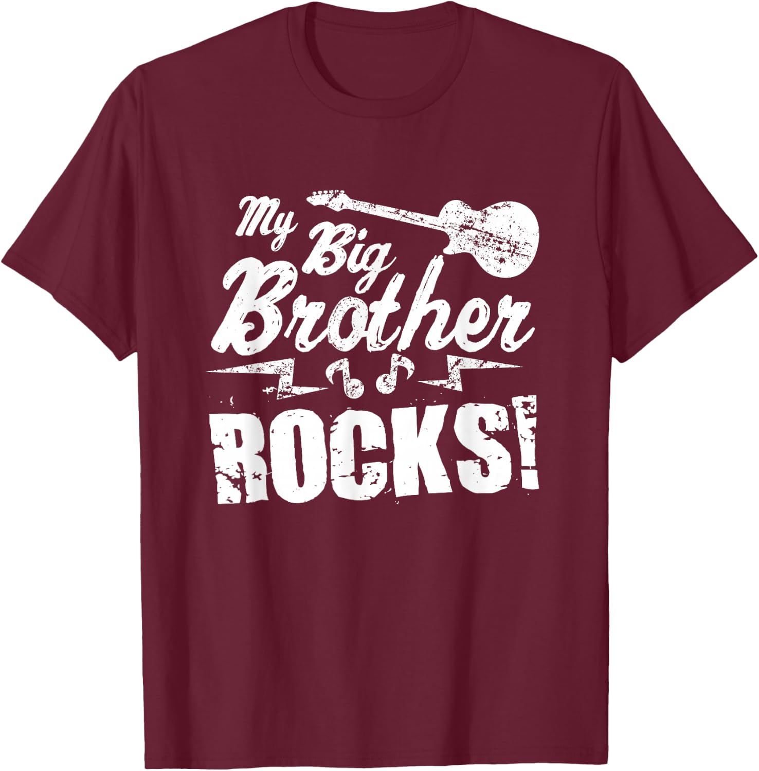 My Big Brother Rocks - Guitar Rock n Roll Funny Gift T-Shirt - T-Shirt | Maroon
