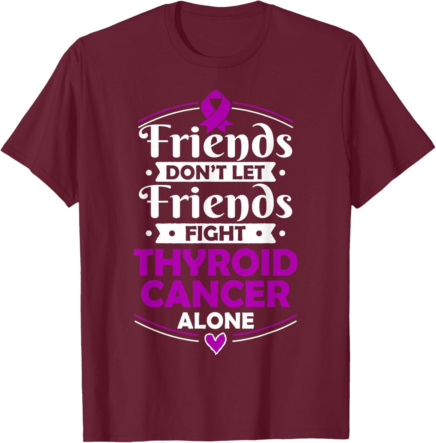 Purple Awareness Ribbon - Gift Thyroid Cancer Patients T-Shirt - T-Shirt | Maroon