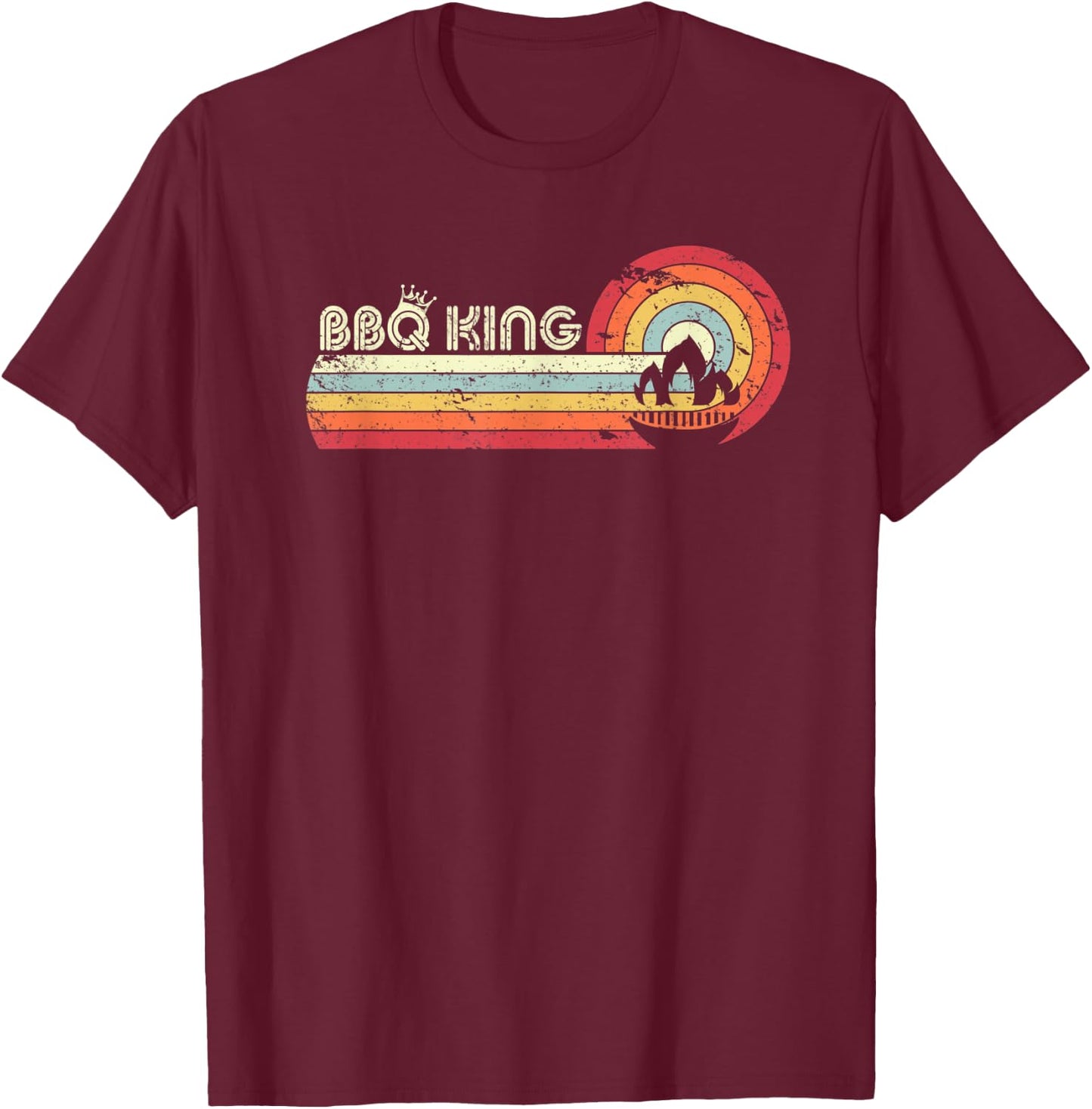 BBQ King Shirt. Retro Style Barbecue T-Shirt - T-Shirt | Maroon