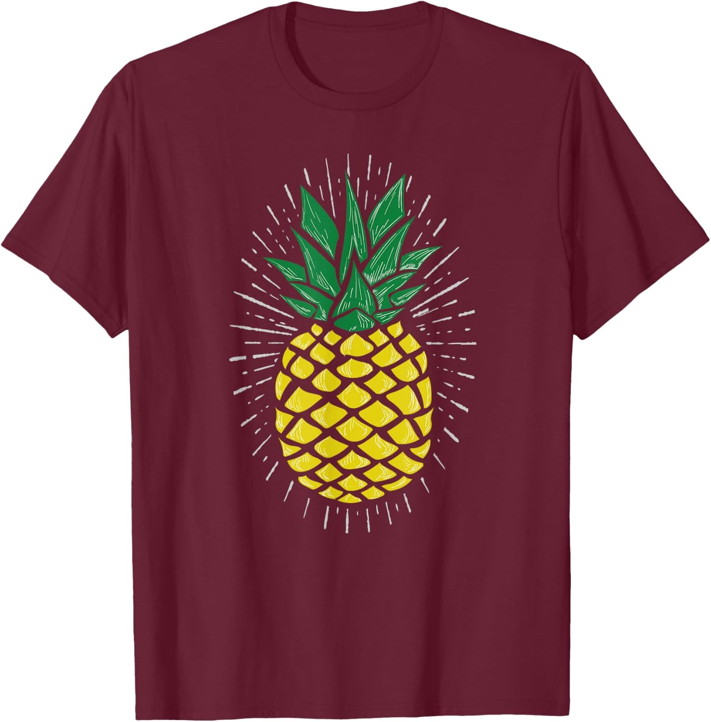 Pineapple Design T-Shirt - T-Shirt | Maroon