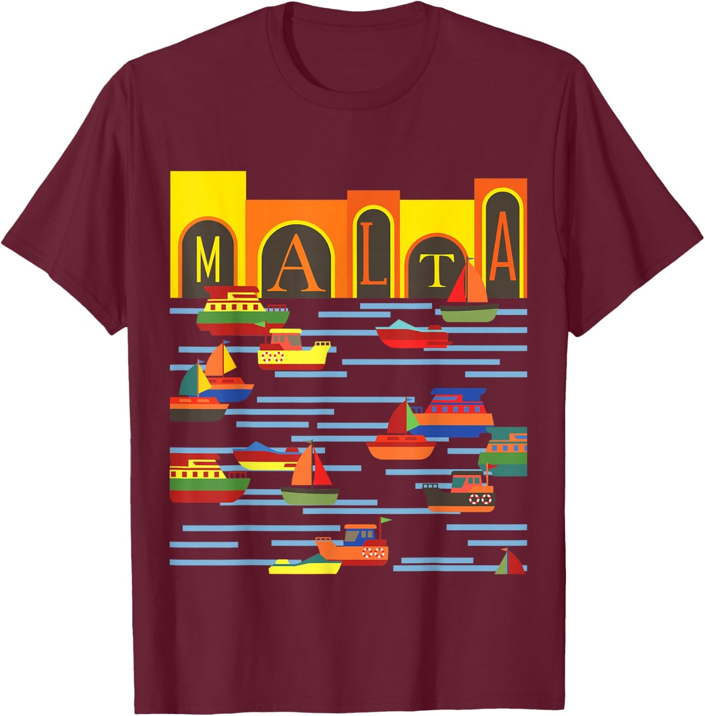 Port Island Malta T-Shirt - T-Shirt | Maroon