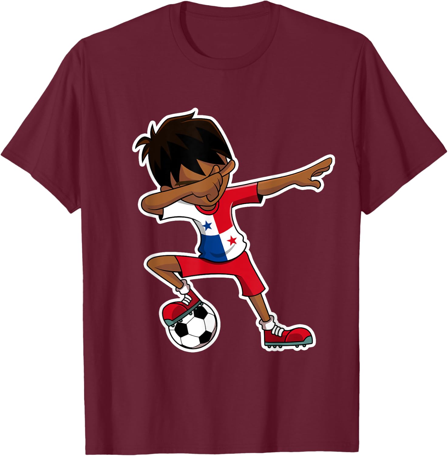 Dabbing Soccer Boy Panama Shirt, Panamanian Flag Jersey T-Shirt - T-Shirt | Maroon