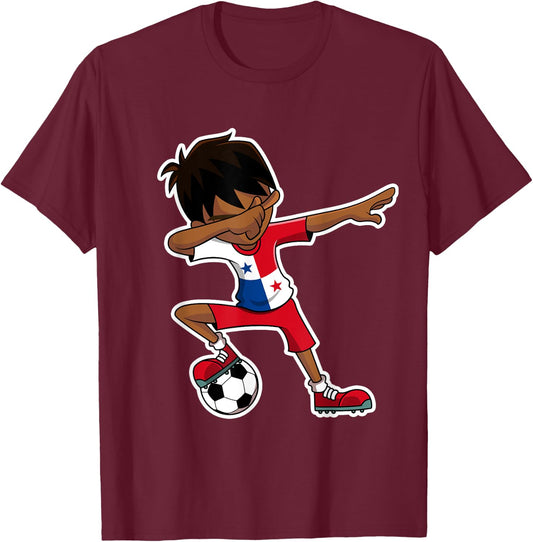 Dabbing Soccer Boy Panama Shirt, Panamanian Flag Jersey T-Shirt - T-Shirt | Maroon