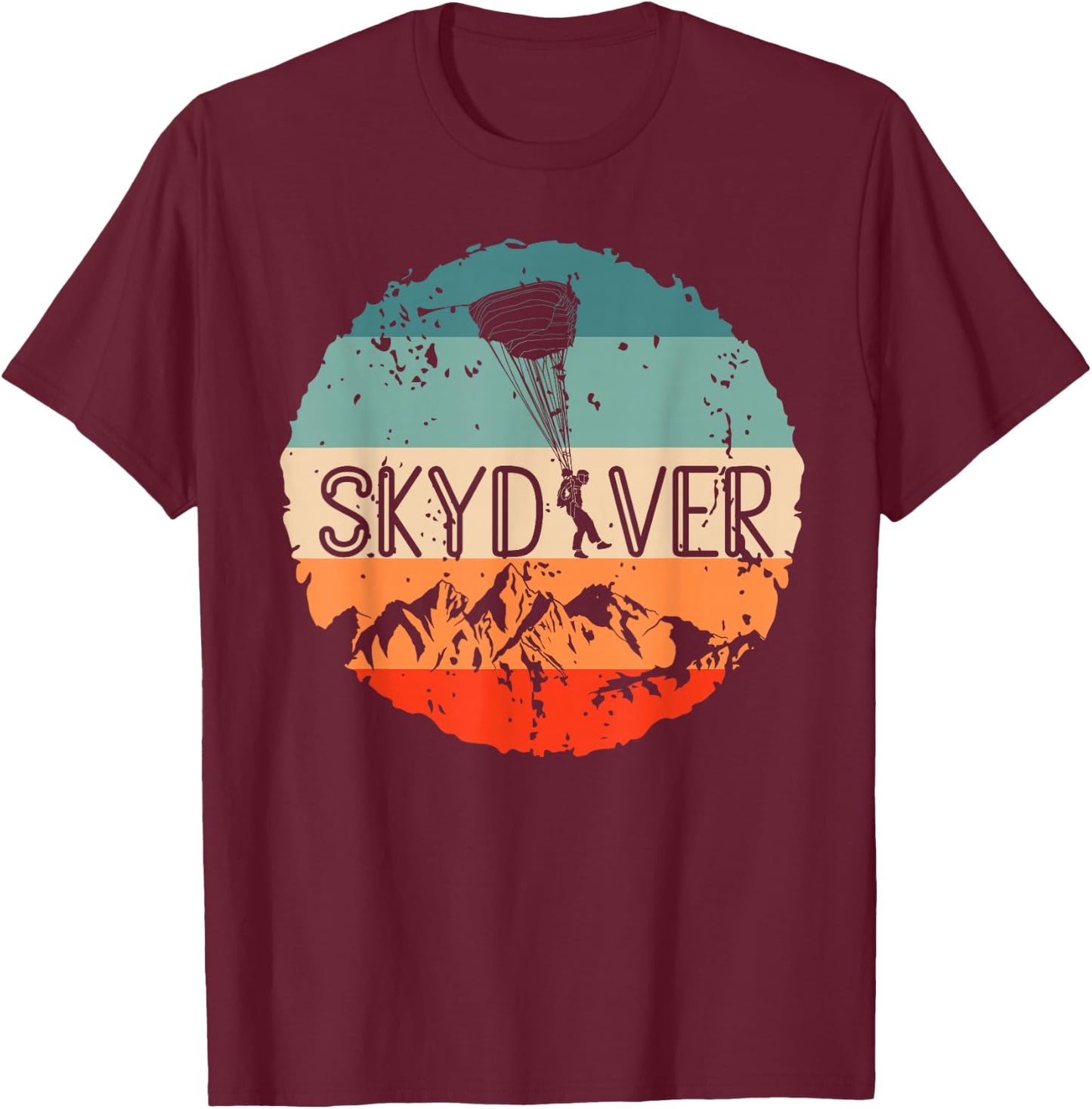 Retro Vintage Skydiver Skydiving Parachuting Fan Skydiving T-Shirt - T-Shirt | Maroon