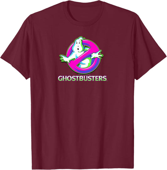 Ghostbusters Colorful Arcade Style Logo Retro Movie T-Shirt - T-Shirt | Maroon