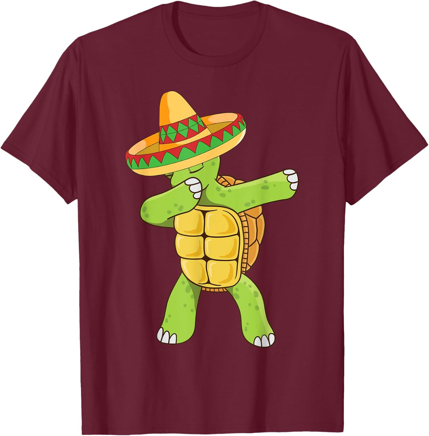 Dabbing Turtle T Shirt Cinco de Mayo Kids Fiesta Sombrero T-Shirt - T-Shirt | Maroon