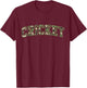 Camo Cricket Camourflage Varsity Text Player Coach T-Shirt - T-Shirt | Maroon