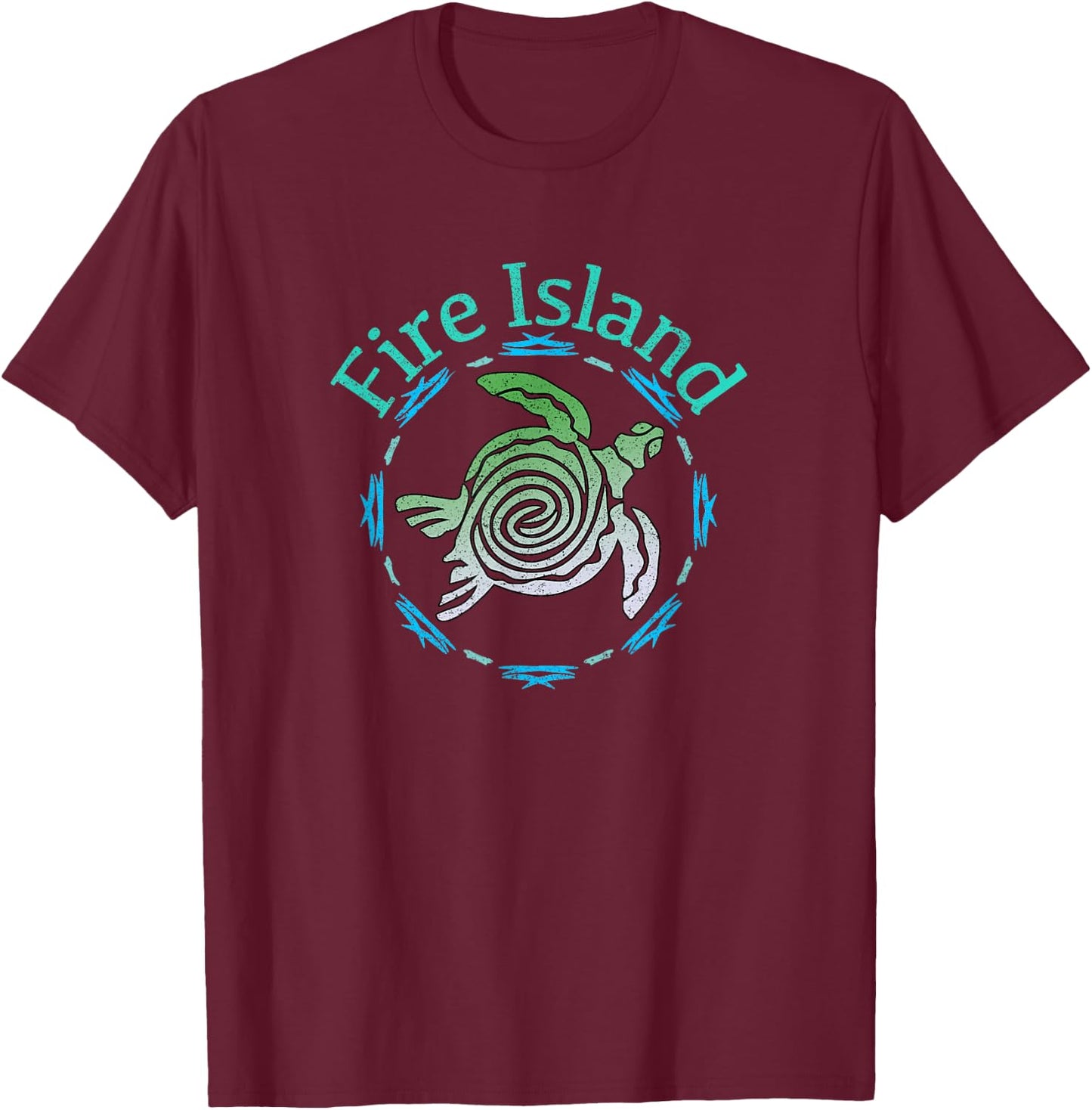 Fire Island Vintage Tribal Turtle Gift T-Shirt - T-Shirt | Maroon