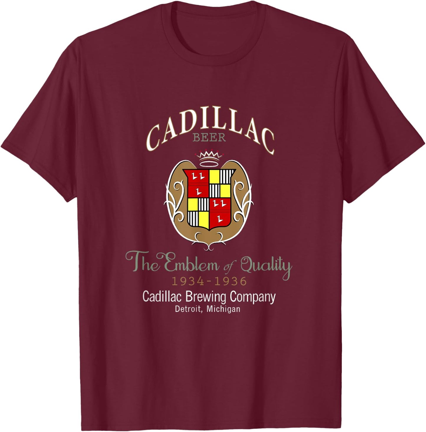 Prohibition Era Cadillac Brewing Company T-Shirt - T-Shirt | Maroon