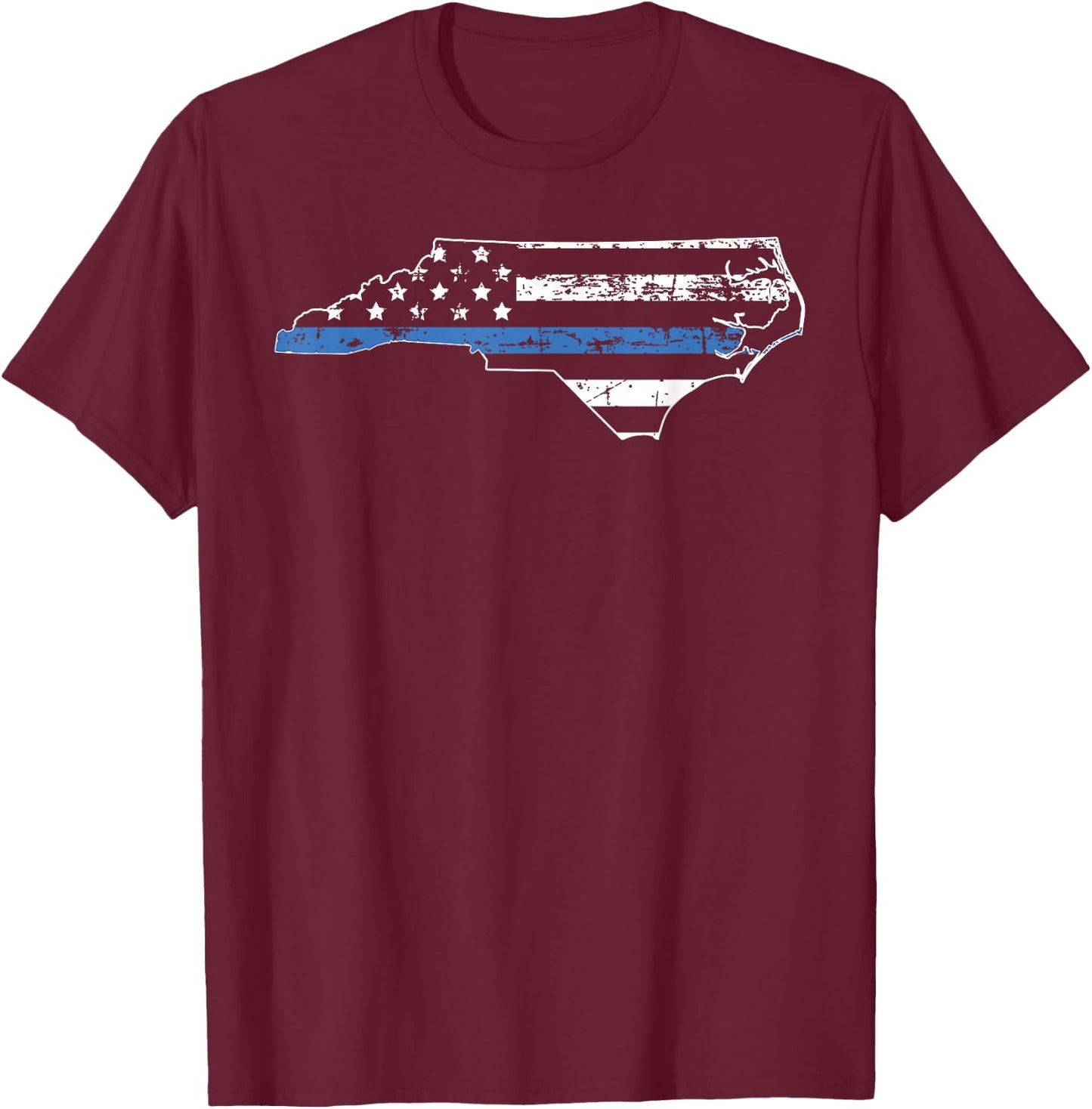 North Carolina Thin Blue Line Law Enforcement T Shirt T-Shirt - T-Shirt | Maroon