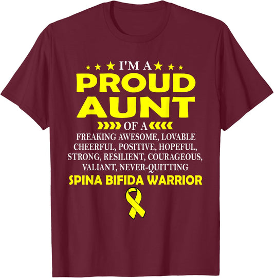 I'm proud aunt of SPINA BIFIDA warrior t shirt T-Shirt - T-Shirt | Maroon