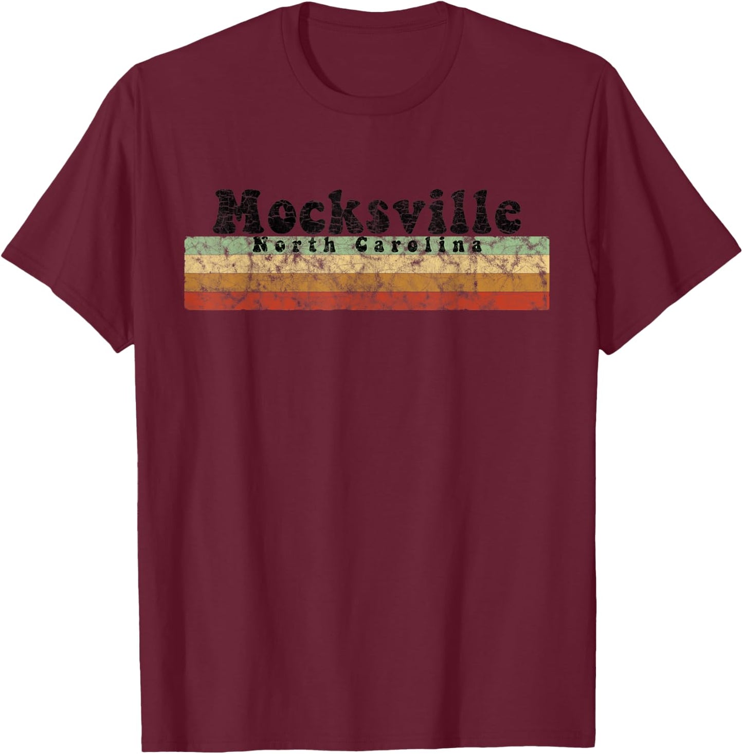 Vintage 1980s Style Mocksville, NC T-Shirt - T-Shirt | Maroon