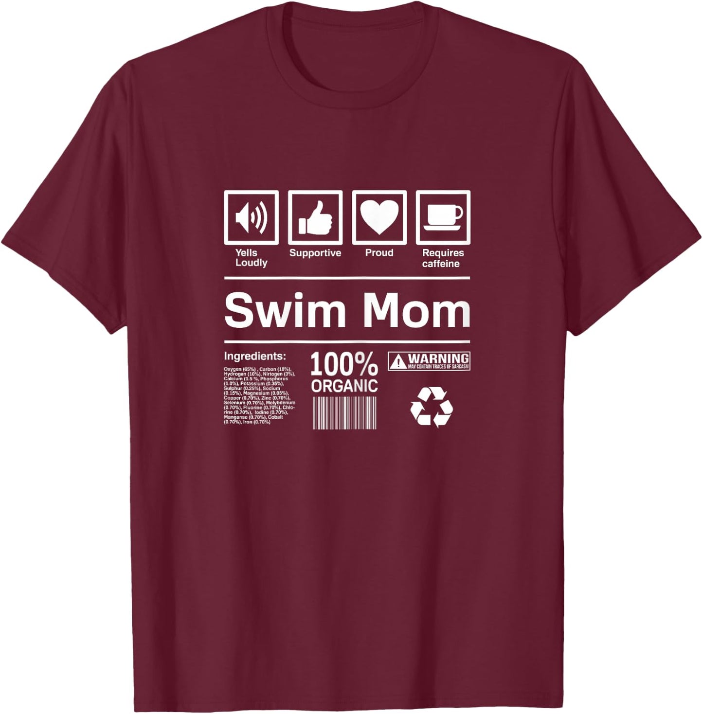 Swim Mom | Swim Mom Contents Shirts T-Shirt - T-Shirt | Maroon