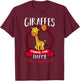 Giraffes Make Me Happy Shirt Animal Love Long Neck Zoo Gift T-Shirt - T-Shirt | Maroon