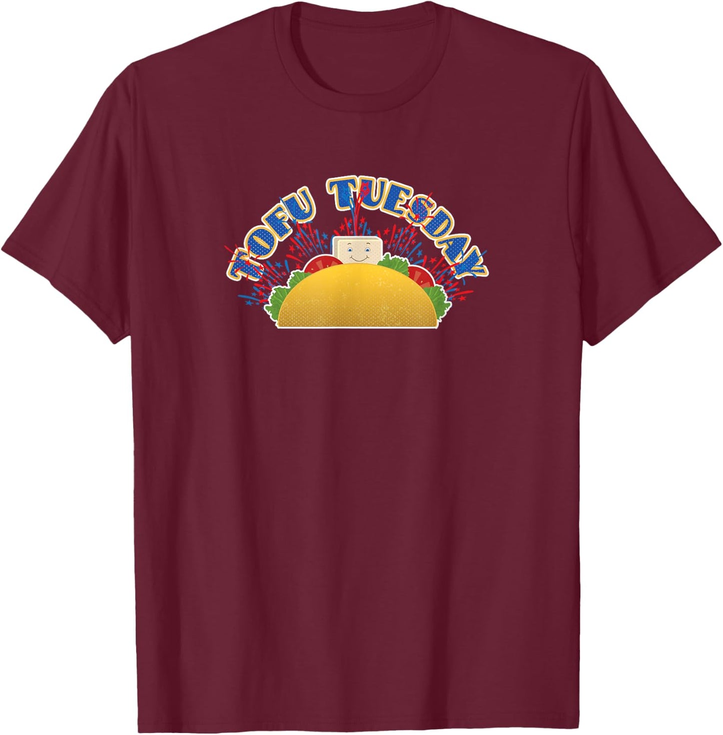 Tofu Tuesday Funny Vegan Vegetarian Taco Bar T-Shirt - T-Shirt | Maroon