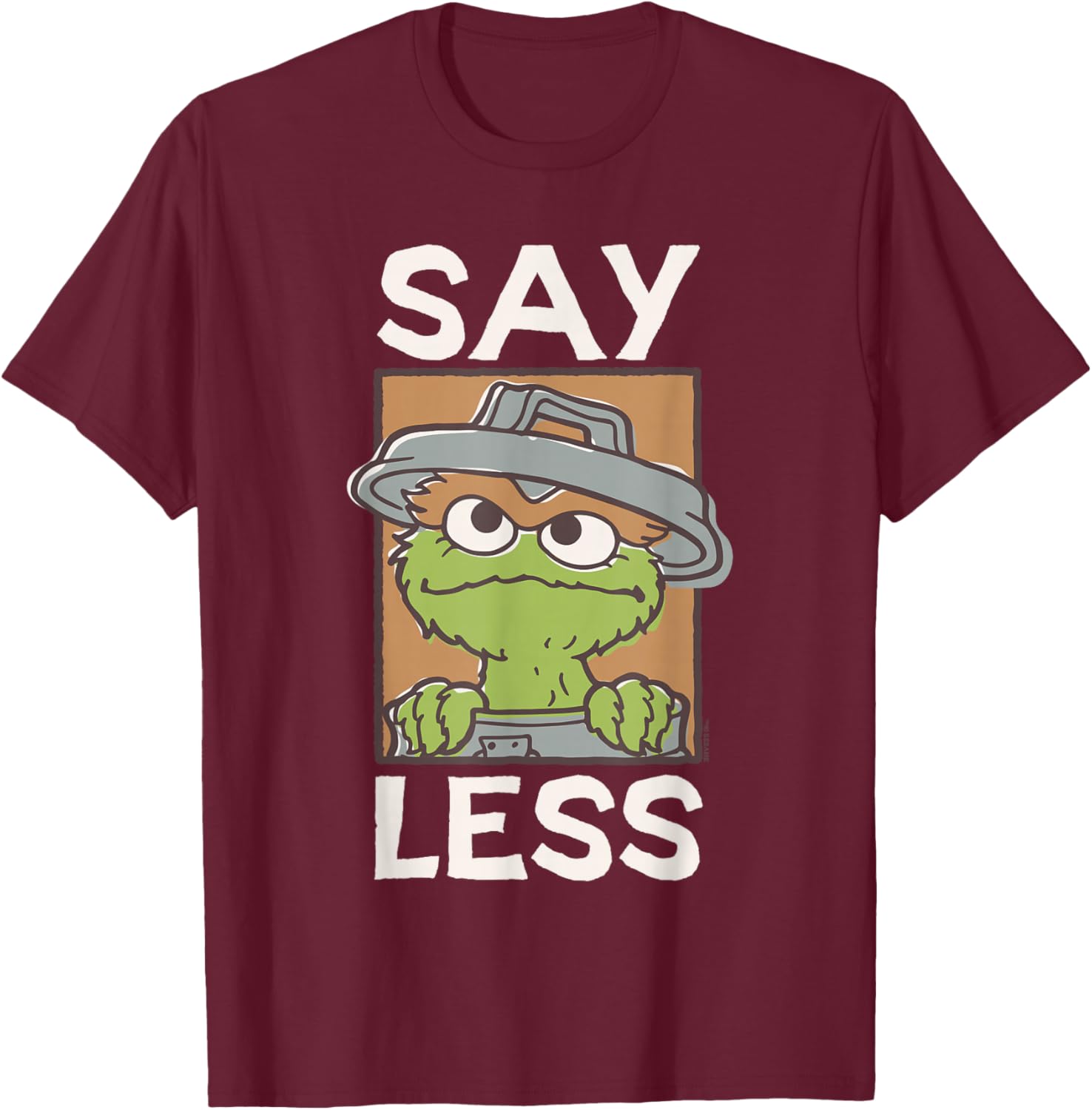 Sesame Street Oscar Say Less Square T-Shirt - T-Shirt | Maroon