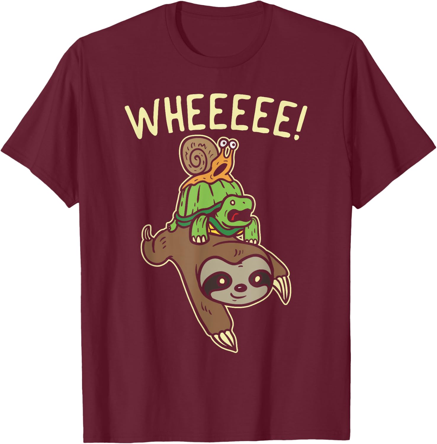 Funny Running Shirt Marathon Runners Gift Sloth Turtle Snail T-Shirt - T-Shirt | Maroon