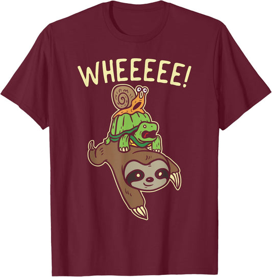Funny Running Shirt Marathon Runners Gift Sloth Turtle Snail T-Shirt - T-Shirt | Maroon