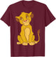 Disney The Lion King Cute Simba T-Shirt - T-Shirt | Maroon