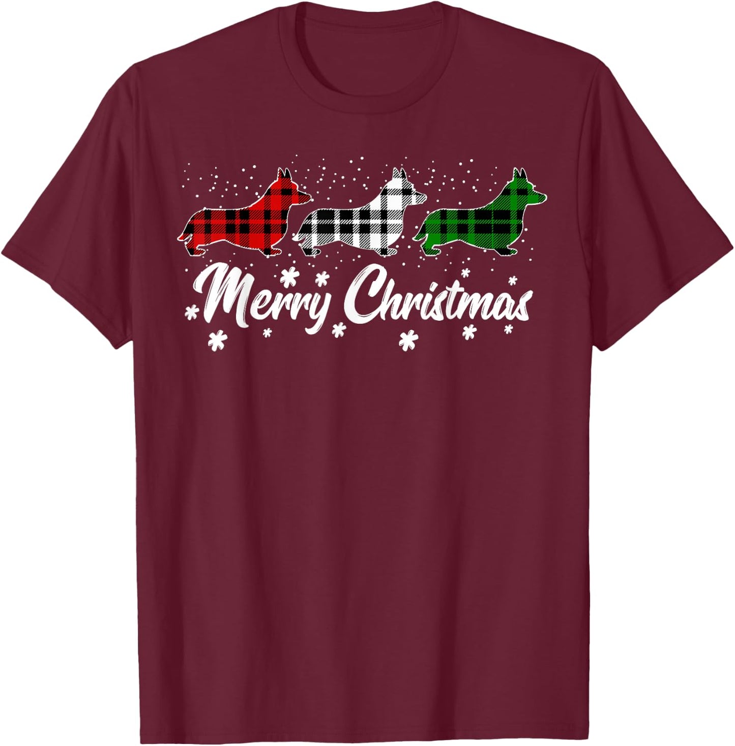 Welsh Corgi Christmas Light Red White Green Dog Lover T-Shirt - T-Shirt | Maroon