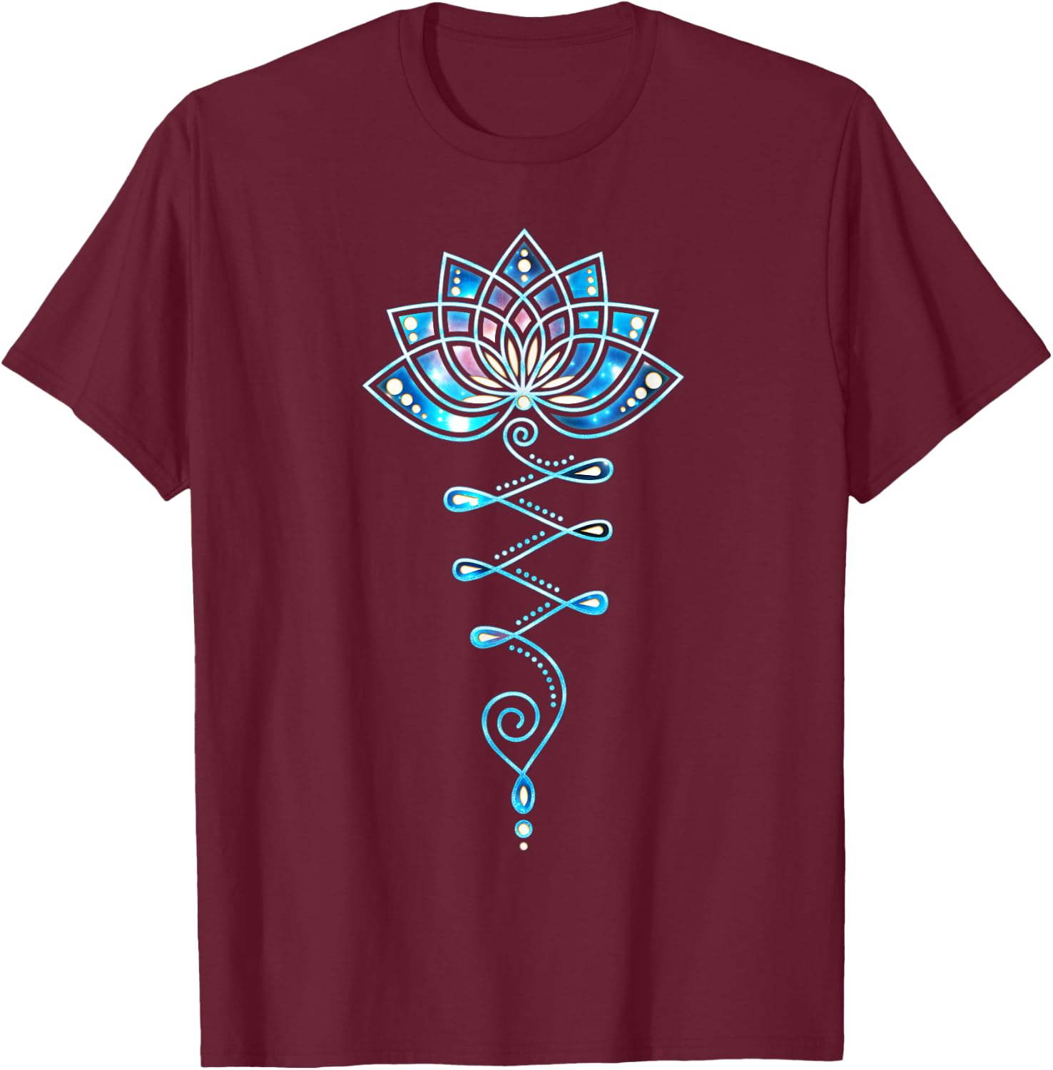 Lotus Flower Unalome Yoga Meditation Awareness Zen T-Shirt - T-Shirt | Maroon